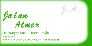 jolan almer business card